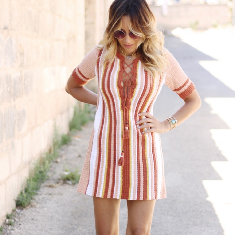 Free People Knit Lace-up Lollipop Dress Size XS EUC